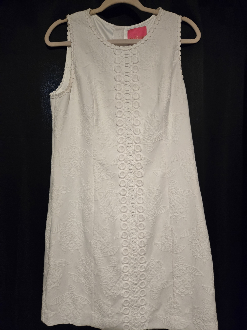 Lilly Pulitzer MILA Stretch Shift Dress White Turtle Pucker Jacquard